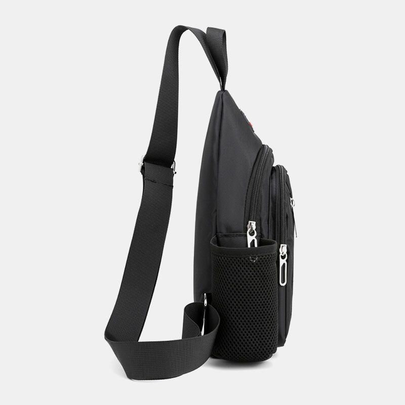 Mężczyźni Oxford Side Niezależny Kubek Na Wodę Mesh Pocket Chest Torby Multi-pocket Wodoodporne Torby Crossbody Torba Na Ramię