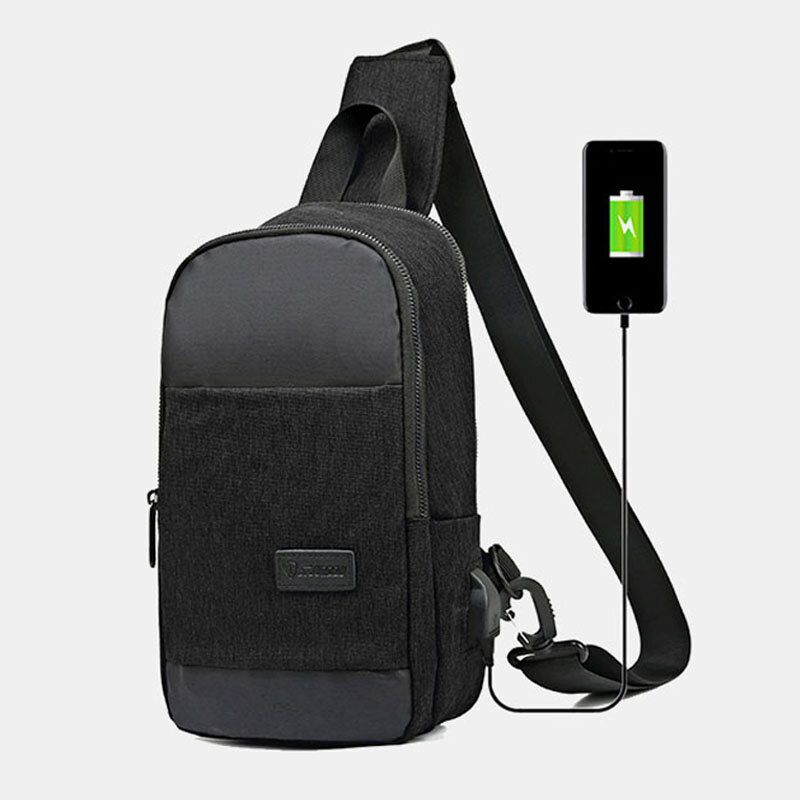 Mężczyźni Oxford Wodoodporna Torba Na Klatkę Piersiową Usb O Dużej Pojemności Messenger Torba Crossbody