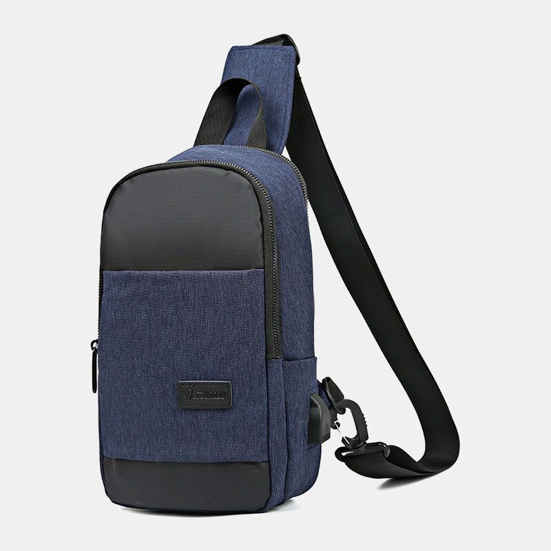 Mężczyźni Oxford Wodoodporna Torba Na Klatkę Piersiową Usb O Dużej Pojemności Messenger Torba Crossbody