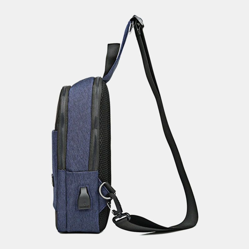 Mężczyźni Oxford Wodoodporna Torba Na Klatkę Piersiową Usb O Dużej Pojemności Messenger Torba Crossbody