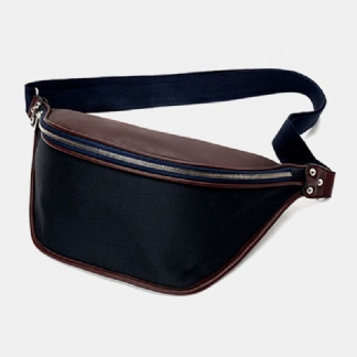 Mężczyźni Pu Leather Dwukolorowe Łączenie Sport Vintage Wodoodporna Patchworkowa Torba Crossbody Torba Na Klatkę Piersiową Torba Na Ramię