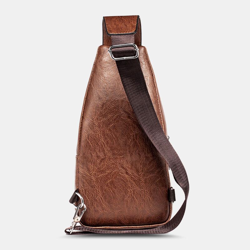 Mężczyźni Pu Leather Wielofunkcyjne O Dużej Pojemności Wodoodporna 6.5-calowa Torba Na Telefon Torba Na Klatkę Piersiową Torby Crossbody