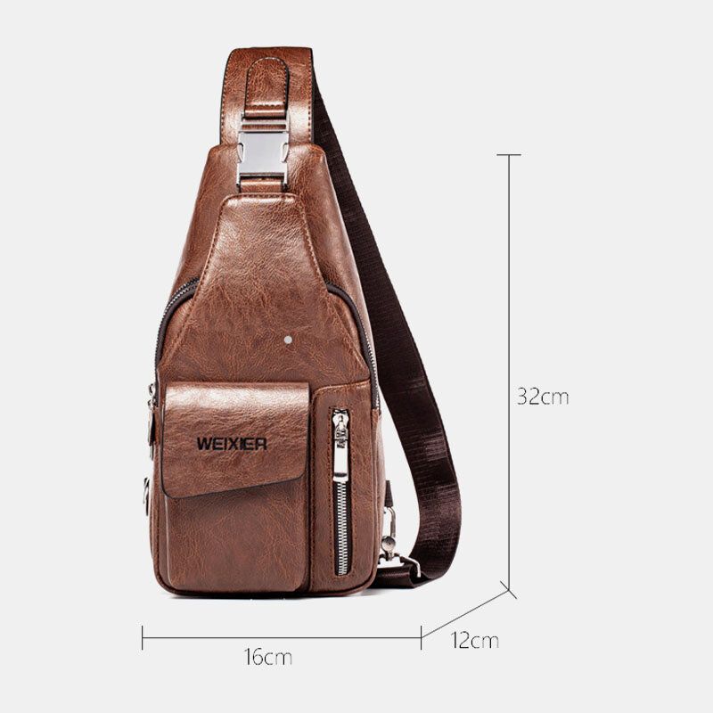 Mężczyźni Pu Leather Wielofunkcyjne O Dużej Pojemności Wodoodporna 6.5-calowa Torba Na Telefon Torba Na Klatkę Piersiową Torby Crossbody