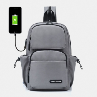 Mężczyźni Usb Do Ładowania Multi-carry Wielowarstwowa Wodoodporna Torba Crossbody Torba Na Klatkę Piersiową Plecak Na Ramię