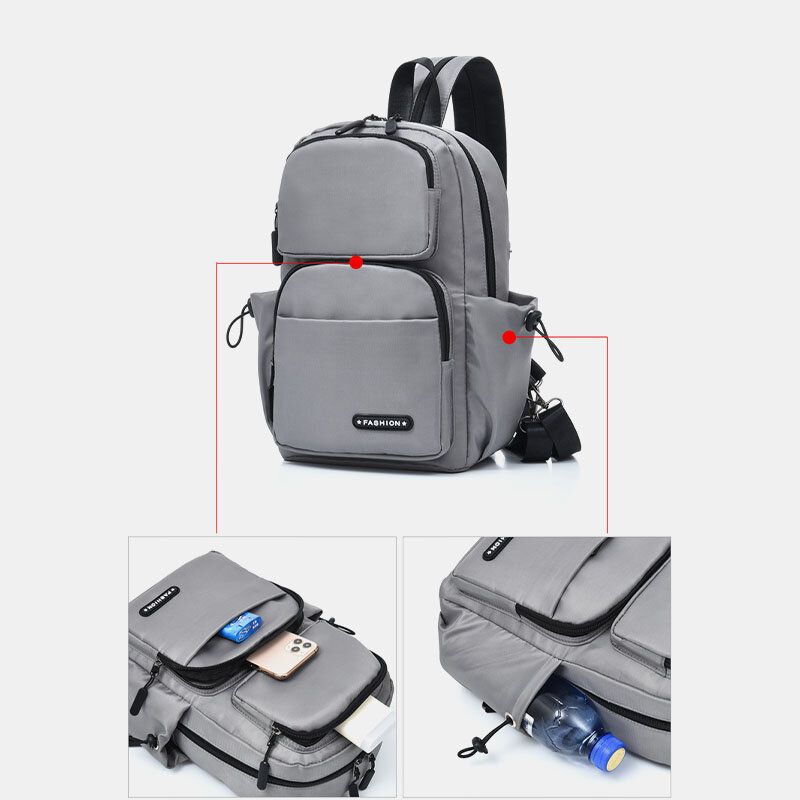 Mężczyźni Usb Do Ładowania Multi-carry Wielowarstwowa Wodoodporna Torba Crossbody Torba Na Klatkę Piersiową Plecak Na Ramię