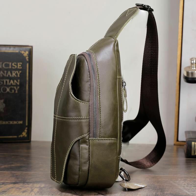 Męska Skórzana Torba Antykradzieżowa Retro Casual Business Crossbody Torba Na Klatkę Piersiową Torba Na Ramię