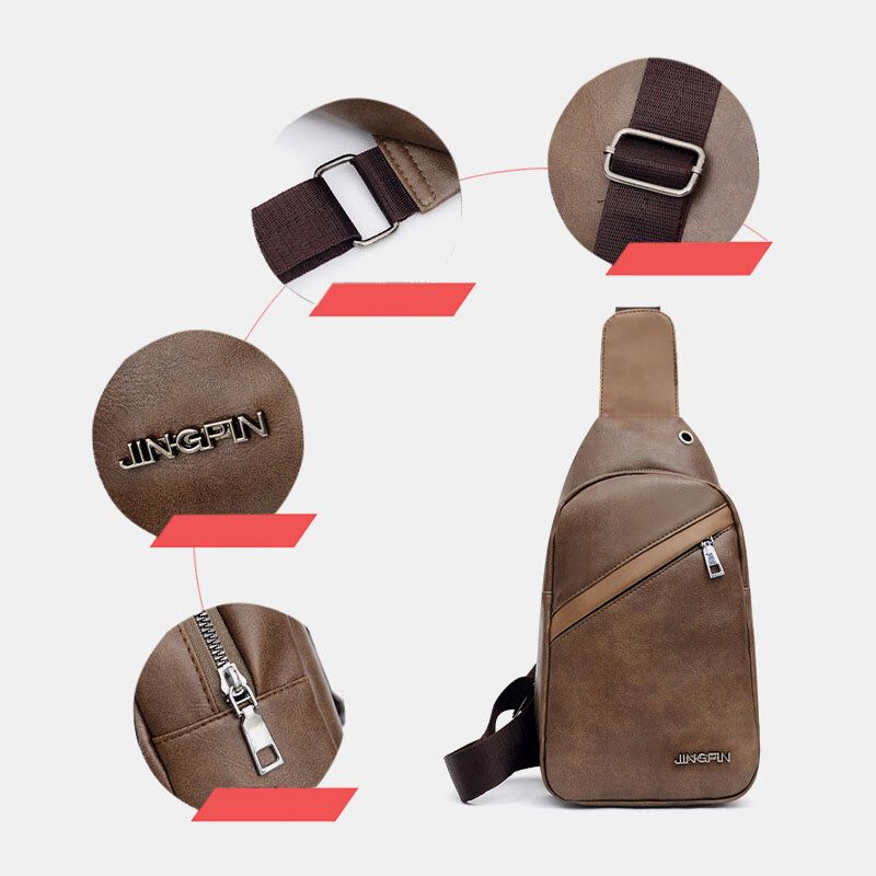 Męska Torba Na Słuchawki O Dużej Pojemności Business Multi-kieszeni Crossbody Torby Torba Na Klatkę Piersiową Sling Bag