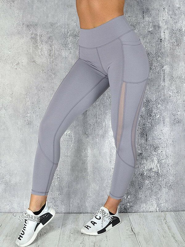 Casual Mesh Stitching Joga Running Sport Slim Legginsy