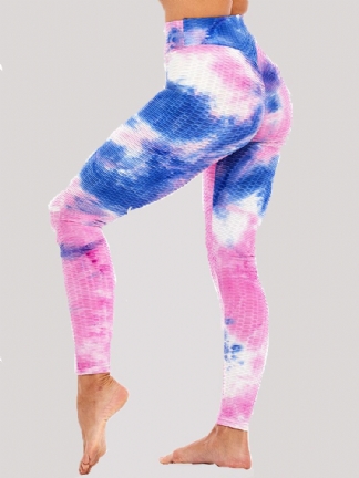 Tie-dye Losowy Nadruk Wysoka Talia Slim Sport Yoga Casual Legginsy Dla Kobiet