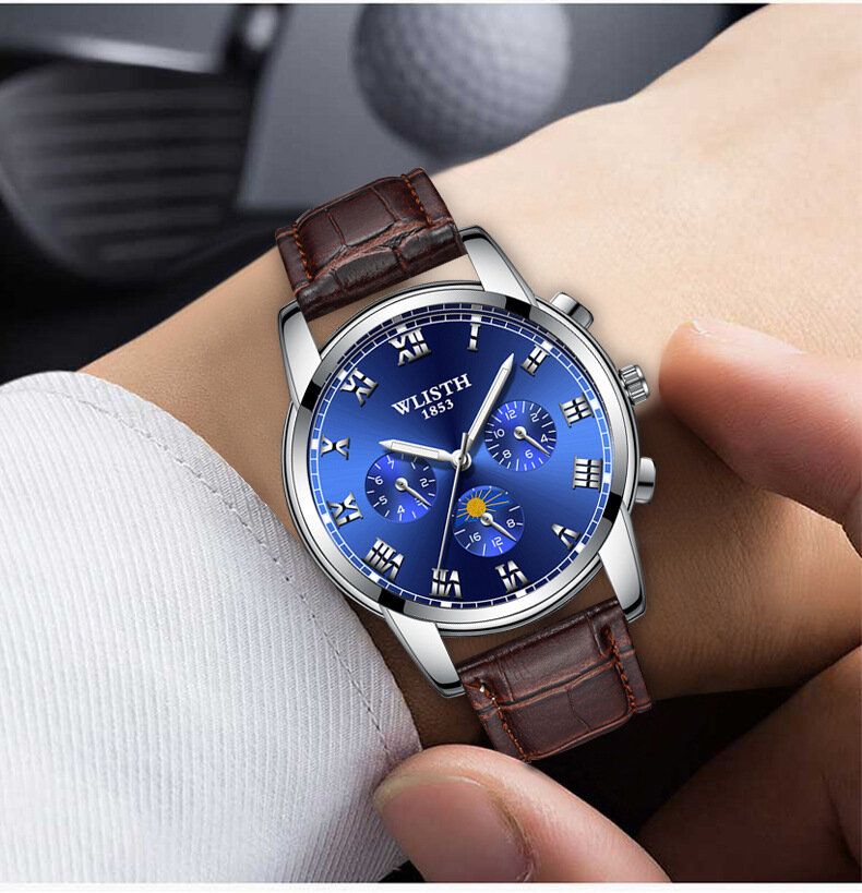 Business Luminous Dial Pu Leather / Steel Band 3atm Wodoodporny Męski Zegarek Kwarcowy