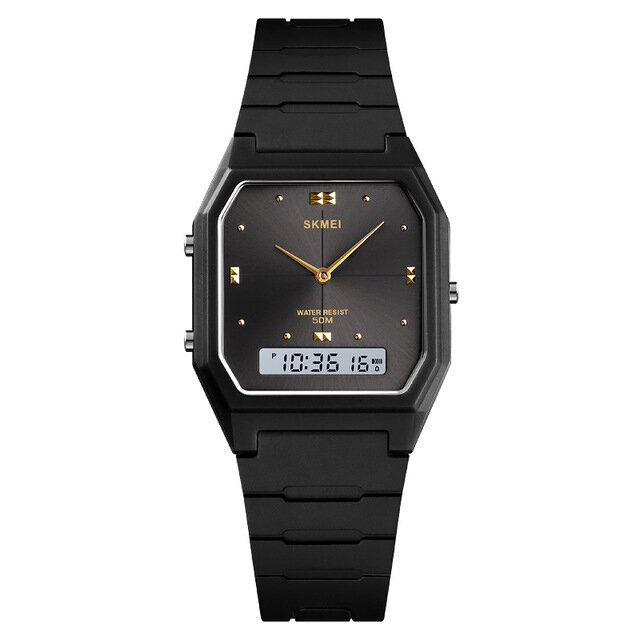 Casual Style Pu Band Dual Display Watch 5atm Wodoodporny Zegarek Damski Ze Stoperem