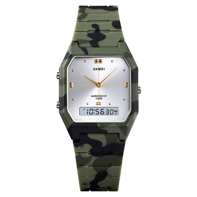 Casual Style Pu Band Dual Display Watch 5atm Wodoodporny Zegarek Damski Ze Stoperem