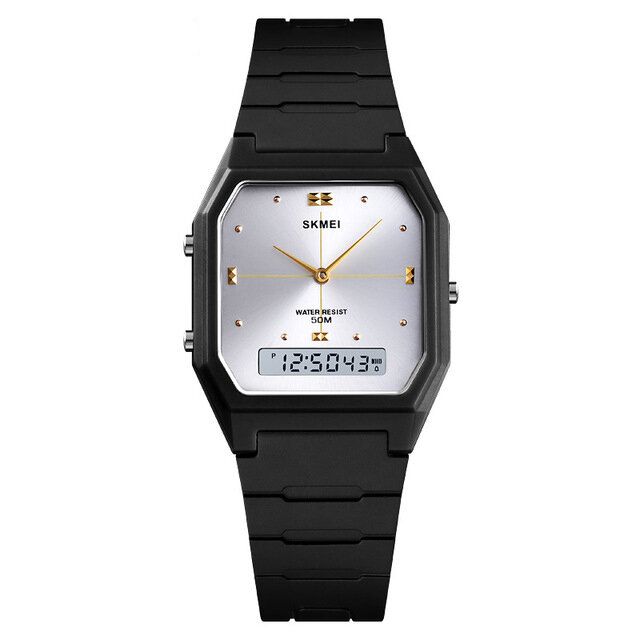 Casual Style Pu Band Dual Display Watch 5atm Wodoodporny Zegarek Damski Ze Stoperem