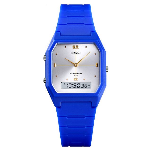 Casual Style Pu Band Dual Display Watch 5atm Wodoodporny Zegarek Damski Ze Stoperem