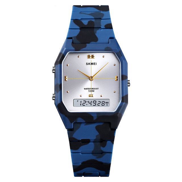 Casual Style Pu Band Dual Display Watch 5atm Wodoodporny Zegarek Damski Ze Stoperem