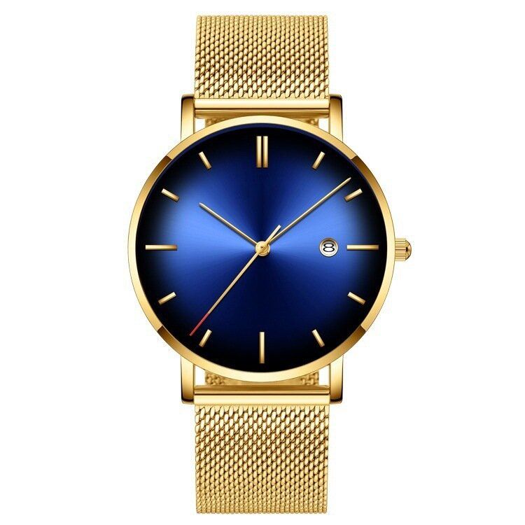 Fashion Casual Alloy Business Gradient Color Wielofunkcyjny Zegarek Kwarcowy Z Siateczką