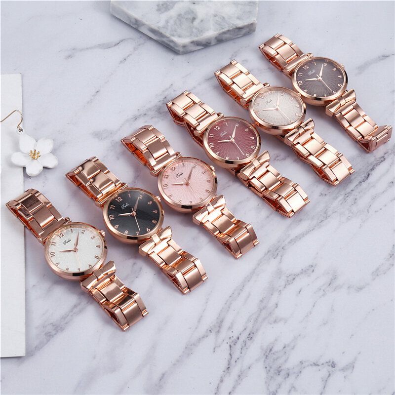 Fashion Casual Damskie Zegarek Na Rękę Alloy Wrist Watch Bransoletka Wodoodporne Zegarki Kwarcowe