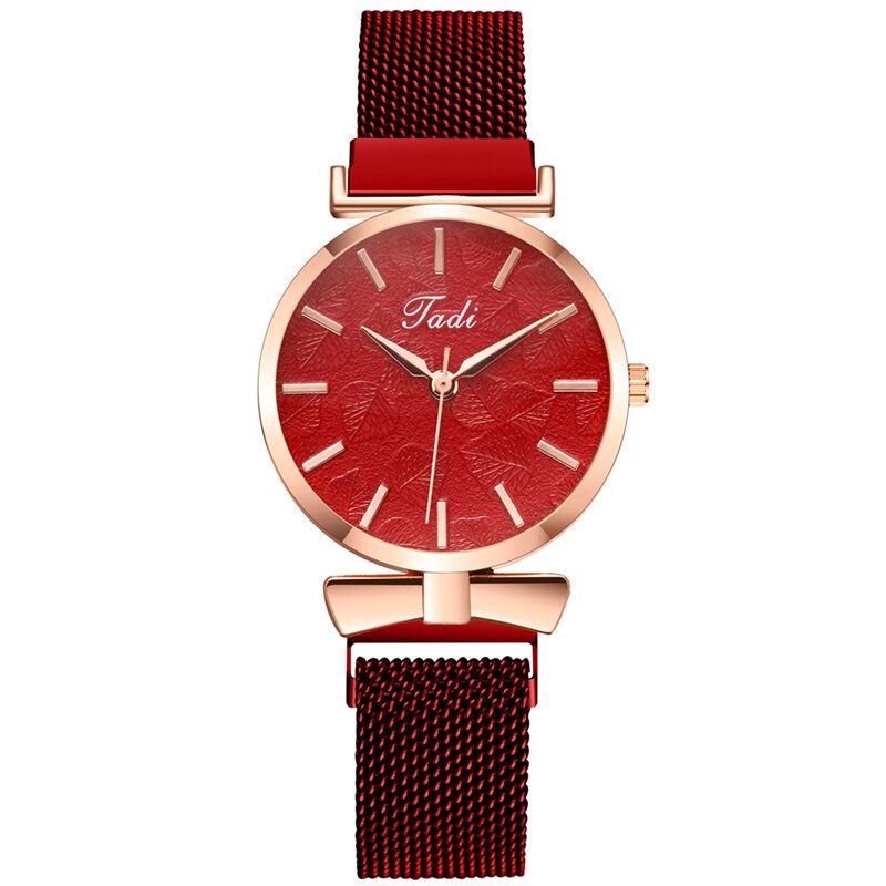 Fashion Casual Elegancki Design Zegarki Damskie Stop Mesh Band Dial Wrist Case Zegarek Kwarcowy