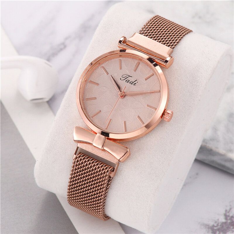 Fashion Casual Elegancki Design Zegarki Damskie Stop Mesh Band Dial Wrist Case Zegarek Kwarcowy