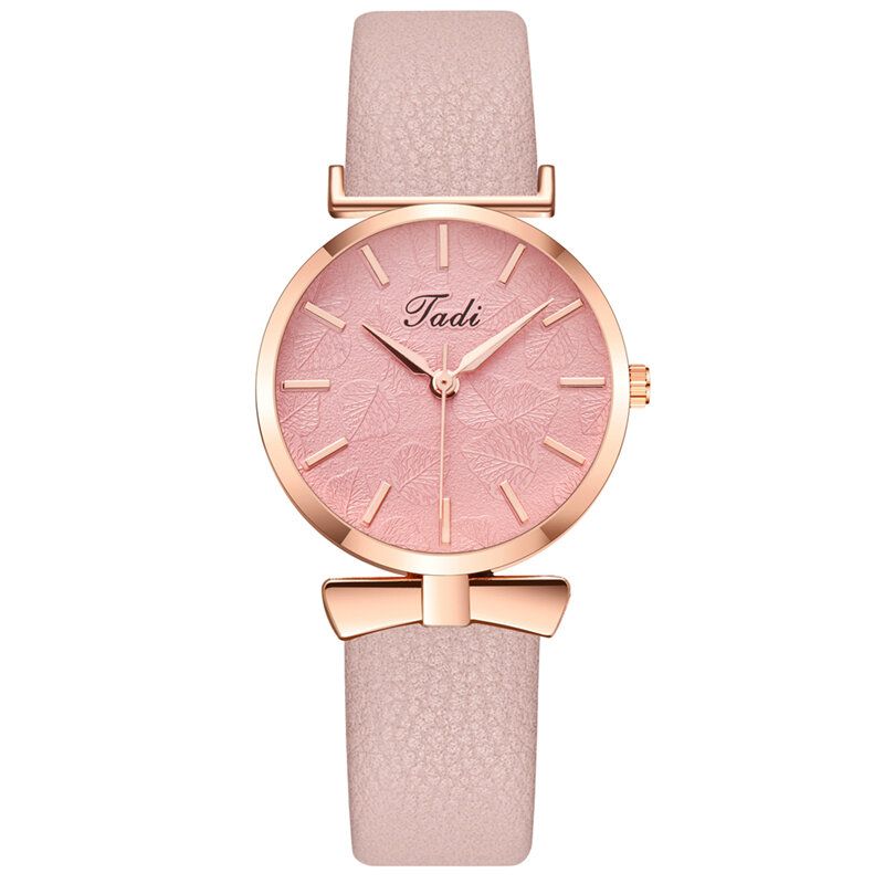 Fashion Casual Eleganckie Damskie Zegarki Skórzany Pasek Dial Rose Gold Wrist Alloy Case Zegarek Kwarcowy