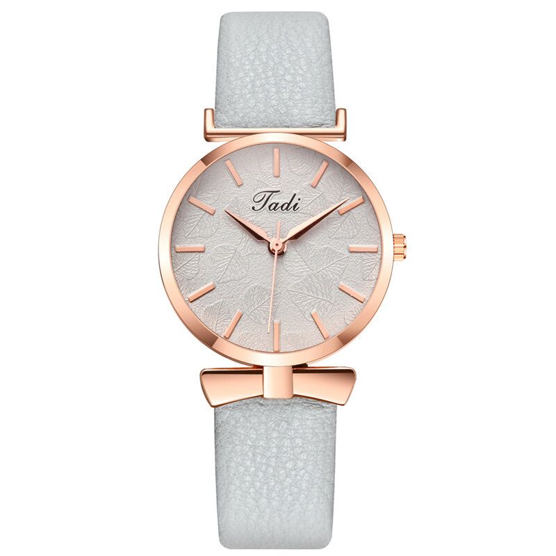 Fashion Casual Eleganckie Damskie Zegarki Skórzany Pasek Dial Rose Gold Wrist Alloy Case Zegarek Kwarcowy