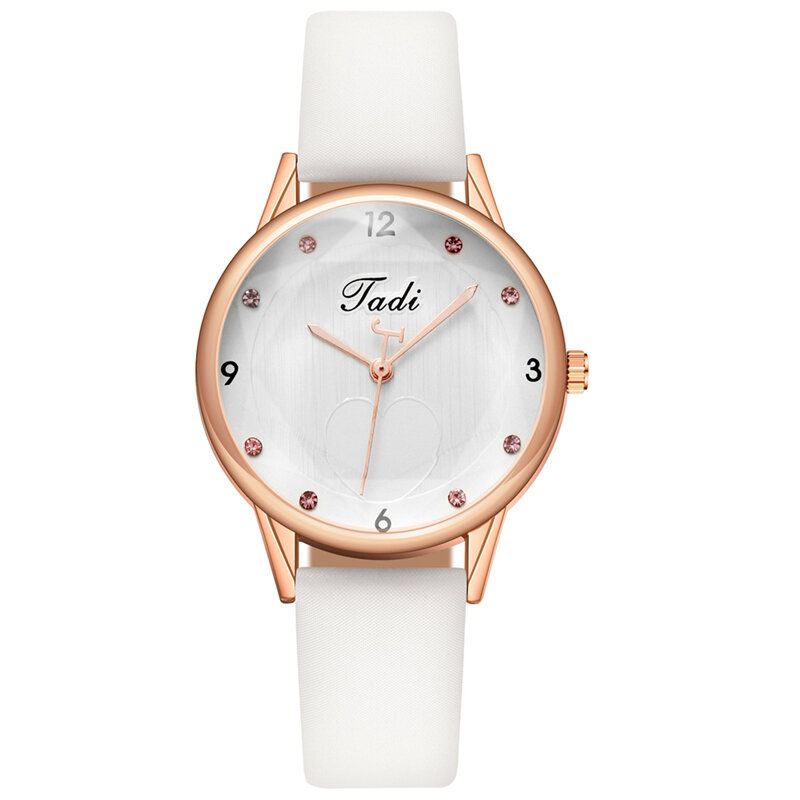 Fashion Casual Eleganckie Sportowe Damskie Zegarki Skórzany Pasek Dial Rose Gold Wrist Alloy Case Zegarek Kwarcowy