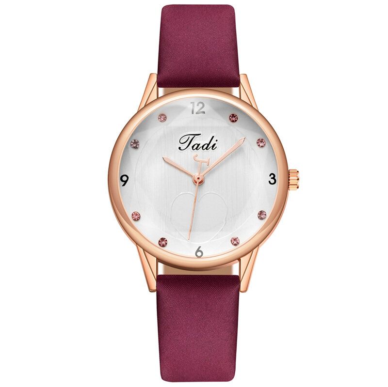 Fashion Casual Eleganckie Sportowe Damskie Zegarki Skórzany Pasek Dial Rose Gold Wrist Alloy Case Zegarek Kwarcowy