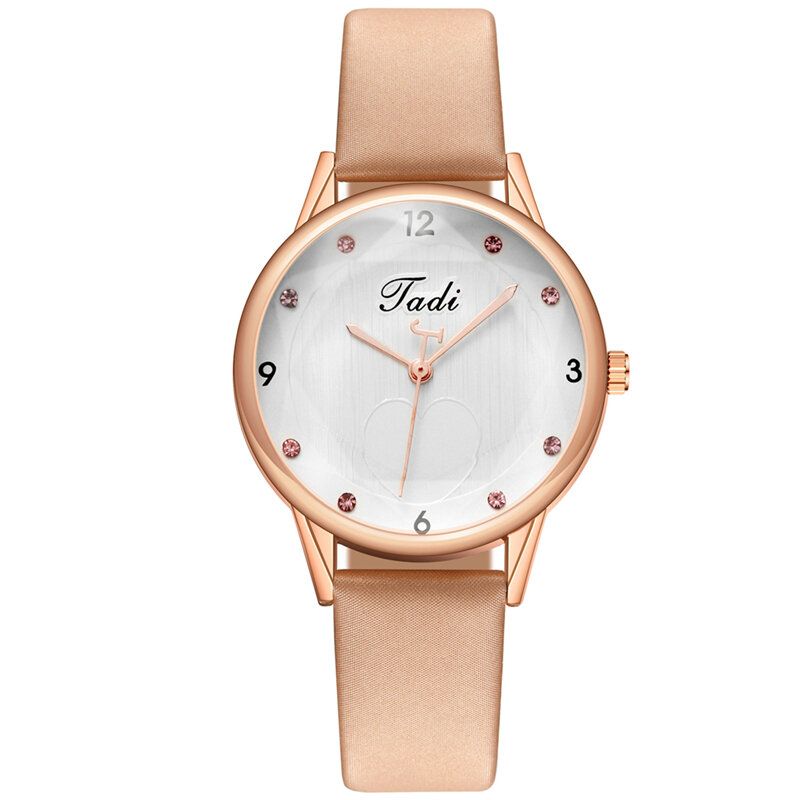 Fashion Casual Eleganckie Sportowe Damskie Zegarki Skórzany Pasek Dial Rose Gold Wrist Alloy Case Zegarek Kwarcowy