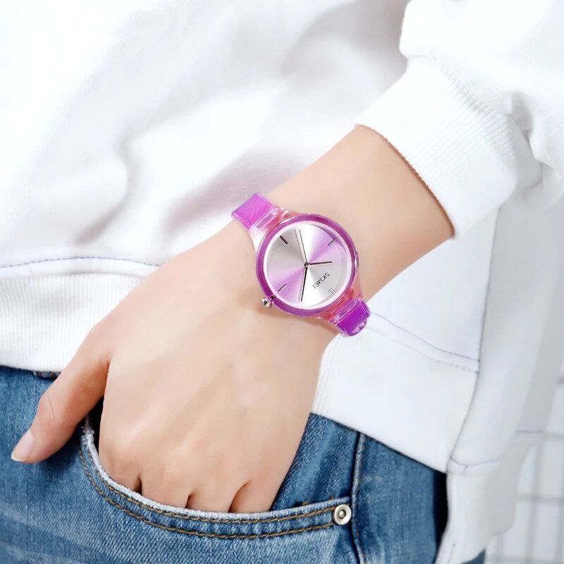 Fashion Damskie Watch Kolorowy Przezroczysty Wodoodporny Damski Zegarek Kwarcowy