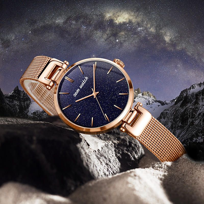 Fashion Damskie Watch Wodoodporny Starry Sky Dial Light Luksusowy Zegarek Kwarcowy