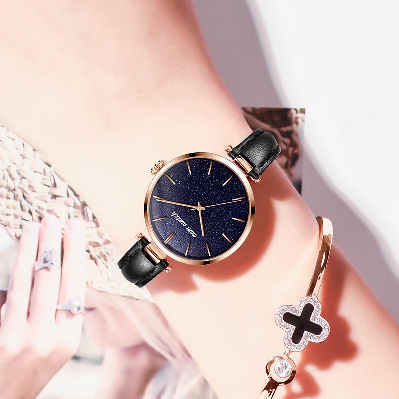 Fashion Damskie Watch Wodoodporny Starry Sky Dial Light Luksusowy Zegarek Kwarcowy