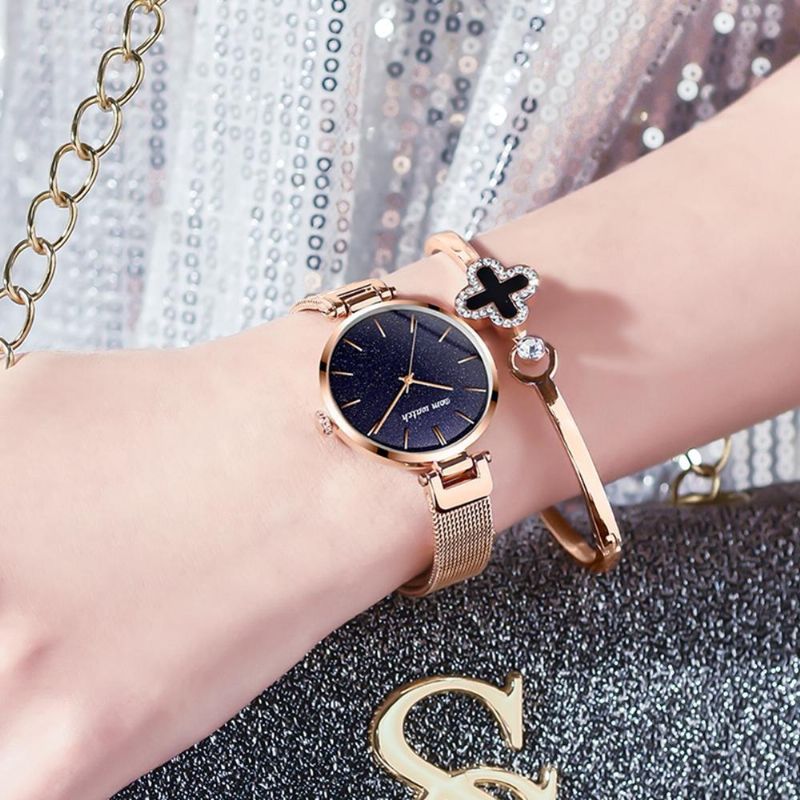 Fashion Damskie Watch Wodoodporny Starry Sky Dial Light Luksusowy Zegarek Kwarcowy