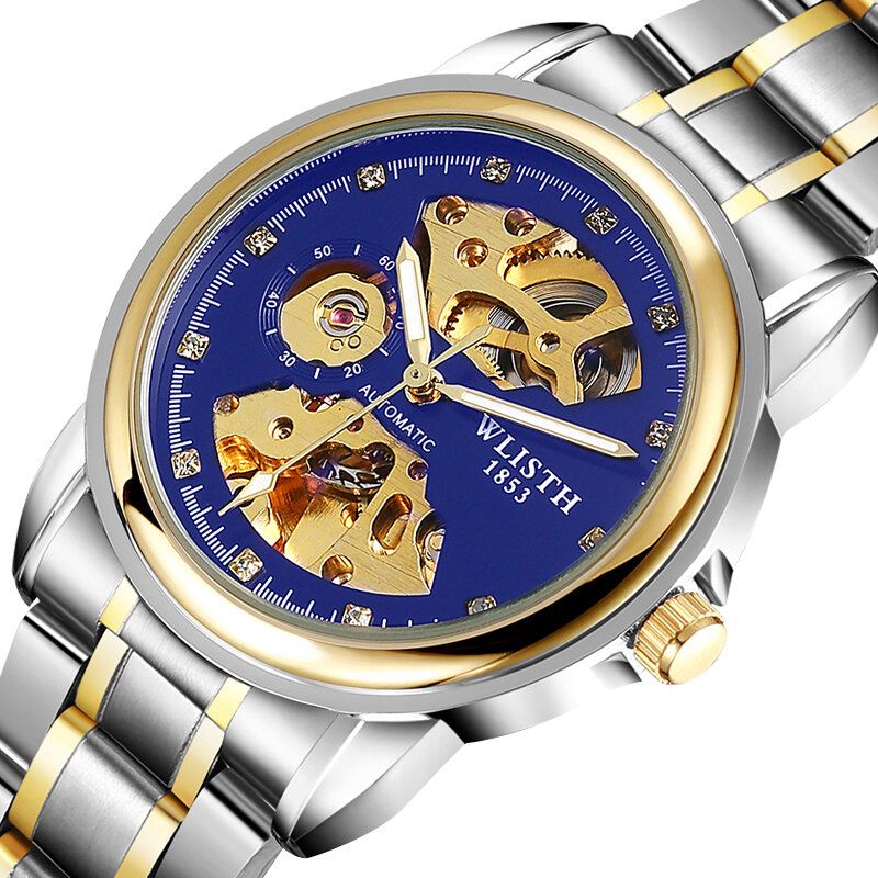 Fashion Hollow Dial Luminous Pointer Business Style Męskie Watch Automatyczny Zegarek Mechaniczny