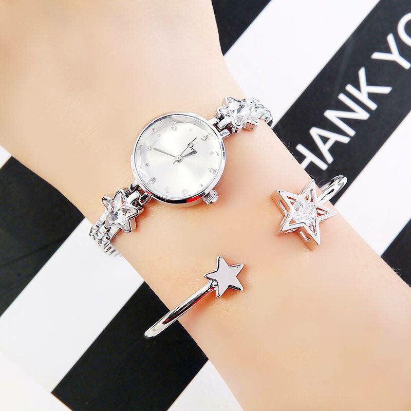 Fashion Luxury Elegant Crystal Lucky Star Pattern Ladies Bransoletka Zegarki Na Rękę Zegarek Kwarcowy