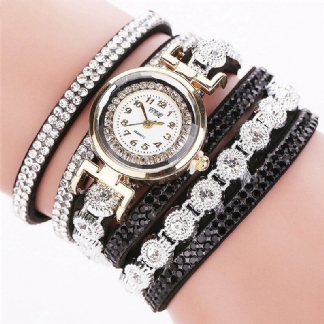 Fashion Luxury Rhinestone Pu Leather Band Damskie Quartz Bransoletka Watch