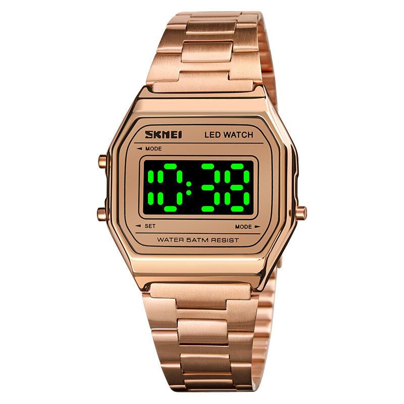 Fashion Męskie Watch Luminous Date Display 5atm Wodoodporny Cyfrowy Zegarek Ze Stali Nierdzewnej