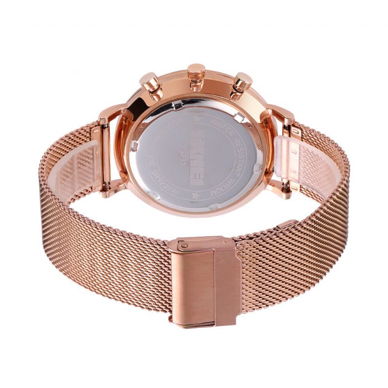 Fashion Męskie Watch Luminous Date Display Chronograph Creative Small Dial Mesh Belt Quartz Watch