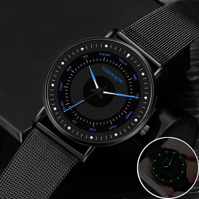 Fashion Męskie Watch Luminous Display Prosty Biznesowy Zegarek Kwarcowy Ze Stali Nierdzewnej