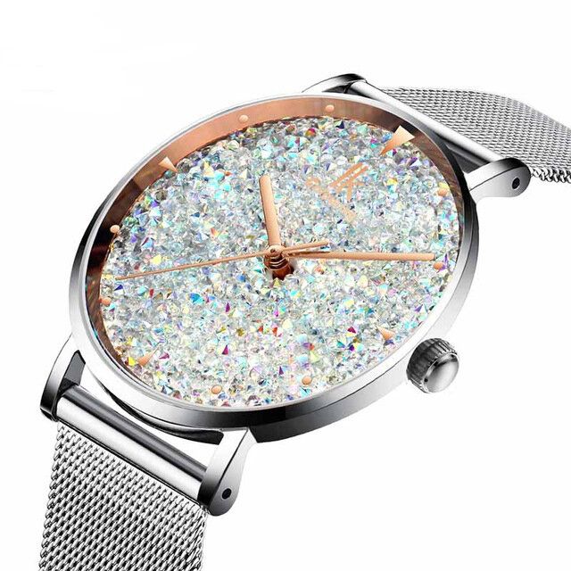 Fashion Style Gypsophila Dial Ladies Magnetyczny Zegarek Ultra Cienki Zegarek Kwarcowy