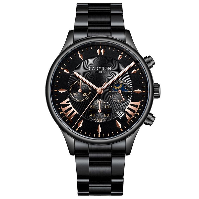 Gadyson A0701 Fashion Męskie Watch Wyświetlanie Daty Biznesowy Pasek Ze Stali Nierdzewnej Zegarek Kwarcowy