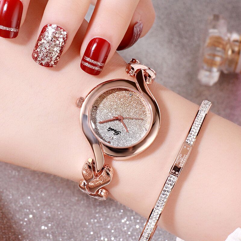 Gedi Fashion Elegant Luxury Crystal Gradient Color Dial Alloy Strap Ladies Bransoletka Zegarki Na Rękę Zegarek Kwarcowy