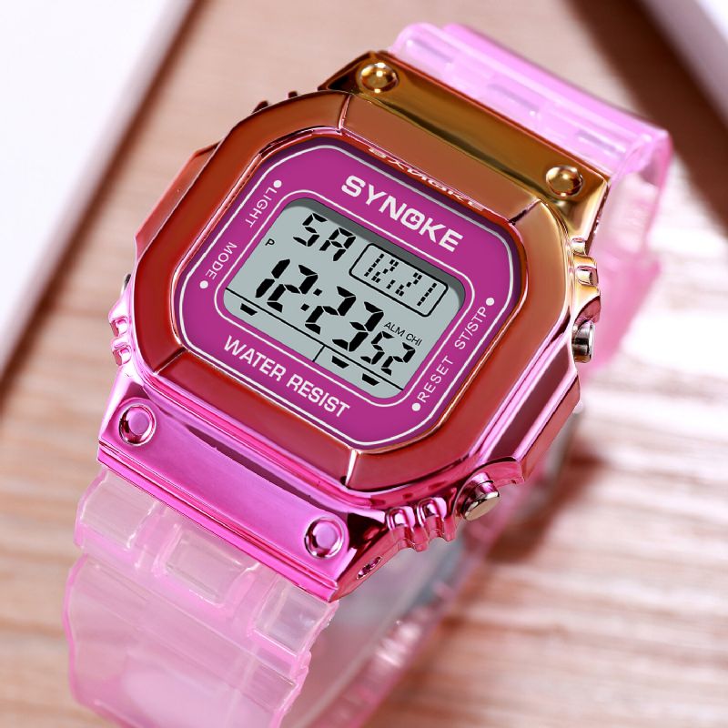 Gradient Color Watch Case Fashion Style Kobiety Mężczyźni Luminous Display Para Cyfrowy Zegarek