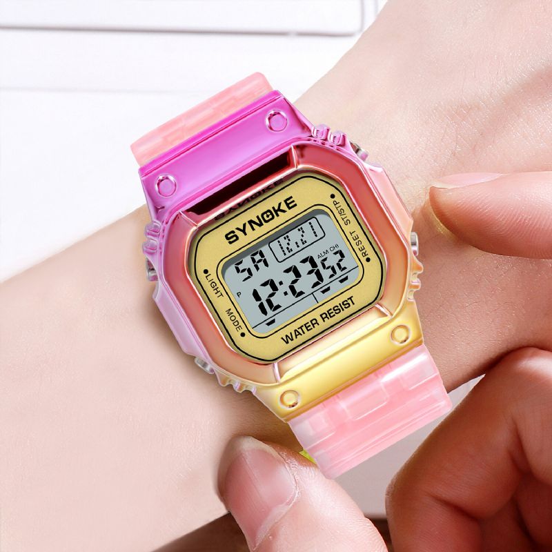 Gradient Color Watch Case Fashion Style Kobiety Mężczyźni Luminous Display Para Cyfrowy Zegarek