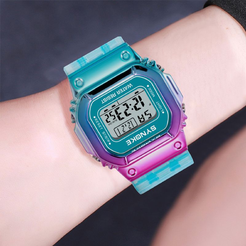 Gradient Color Watch Case Fashion Style Kobiety Mężczyźni Luminous Display Para Cyfrowy Zegarek