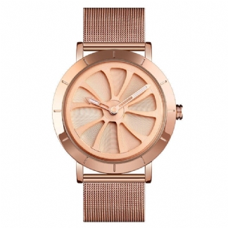 Hollow Design Kreatywna Tarcza Wodoodporny Pasek Ze Stali Nierdzewnej Fashion Casual Męskie Quartz Watch