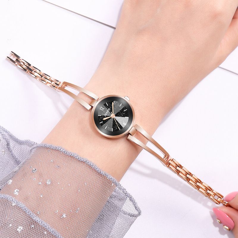 Hollow Metalowy Pasek Fashion Simple Dial Ladies Dress Damskie Quartz Watch