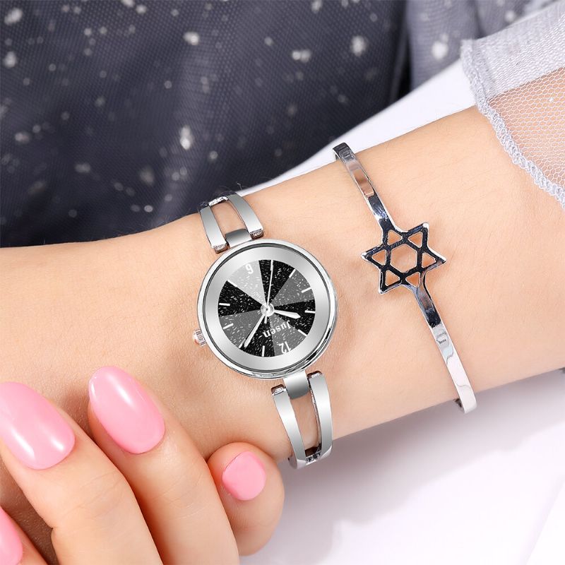 Hollow Metalowy Pasek Fashion Simple Dial Ladies Dress Damskie Quartz Watch