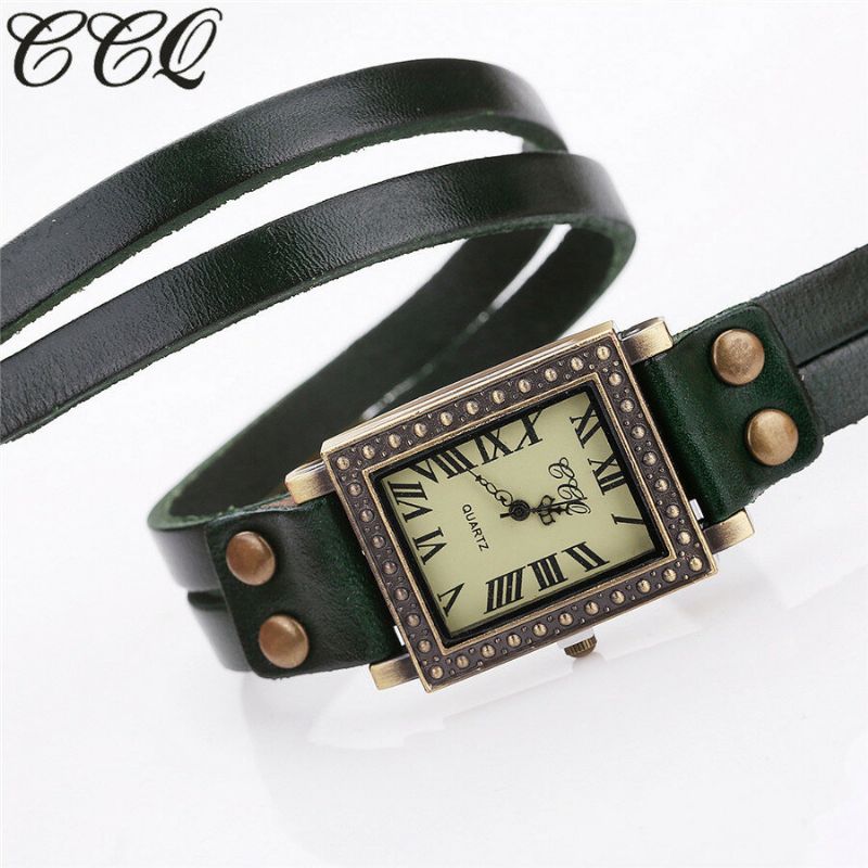 Vintage Retro Style Męskie Watch Prostokątna Tarcza Regulowany Skórzany Pasek Dwa Zapięcie Damski Zegarek Kwarcowy