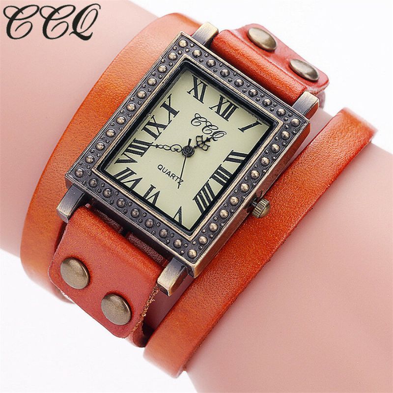 Vintage Retro Style Męskie Watch Prostokątna Tarcza Regulowany Skórzany Pasek Dwa Zapięcie Damski Zegarek Kwarcowy