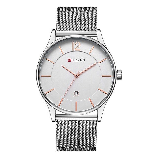 W Pełni Metalowy Pasek Fashion Męskie Watch Business Style Casual Dial Wodoodporny Zegarek Kwarcowy